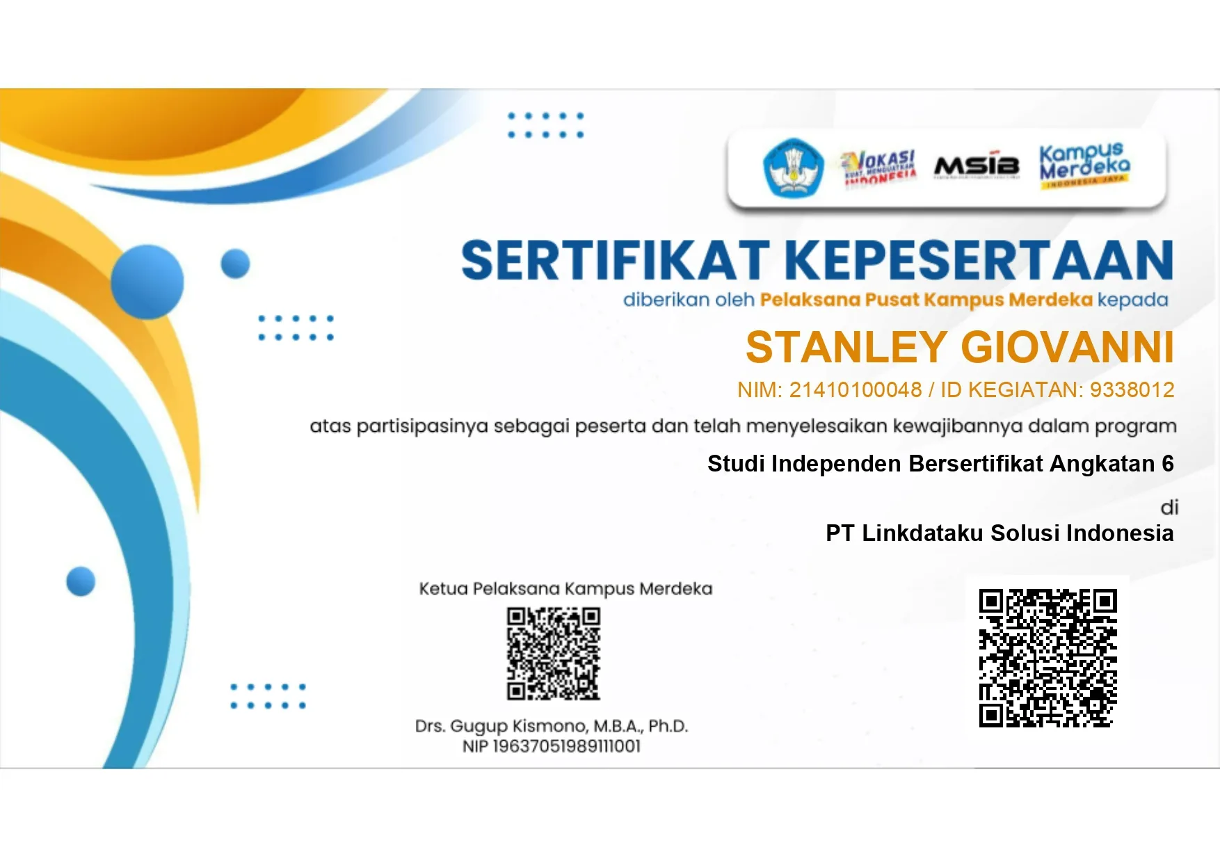 Certificate 1